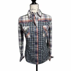 Vintage Rebel Ranch Wear‎ Multicolor Plaid Button Snap Shirt, XS